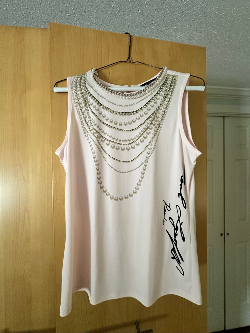 Karl lagerfield Sleeveless Pearl-Embellished Pink Women’s Top